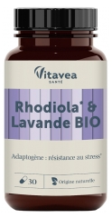 Vitavea Rhodiola &amp; Lavande Résistance au Stress Bio 30 Gélules