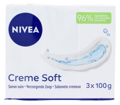Nivea Crema Jabón Suave Cuidado Set de 3 x 100 g