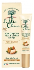 Le Petit Olivier Soin Contour Yeux &amp; Lèvres Anti-Âge Huile d'Argan 15 ml