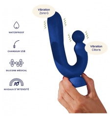 Puissante Vibromasseur Chouchou + Gel Intime 50 ml - Couleur : Bleu