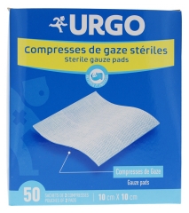 Urgo Steriln&iacute; g&aacute;zov&eacute; kompresy 10 cm x 10 cm 50 s&aacute;čků po 2 kompres&aacute;ch