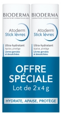 Bioderma Atoderm L&auml;ppstift Ultra-Fuktgivande Paket med 2 x 4 g