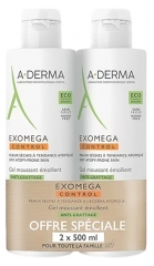 A-DERMA Exomega Control Gel Moussant Émollient Anti-Grattage Lot de 2 x 500 ml