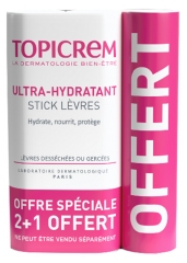 Topicrem UH Stick Labbra Ultra-Idratante Set di 3 x 4 g di cui 1 in Omaggio