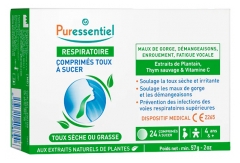 Puressentiel Respiratoire Toux Sèche ou Grasse 24 Comprimés à Sucer