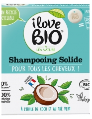 I Love Bio Shampoing Solide Huile de Coco et Thé Vert Bio 65 g