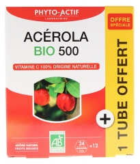 Phyto-Actif Acerola 500 Bio 24 Comprimés + 1 Tube Offert