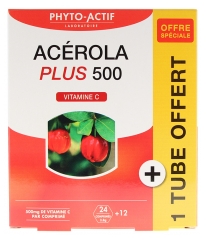 Phyto-Actif Acerola Plus 500 24 Comprimés + 1 Tube Offert