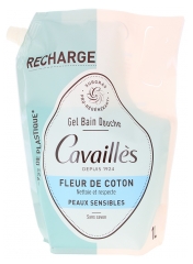 Cavaillès Gel Bain Douche Peaux Sensibles Fleur de Coton Éco-Recharge 1 L