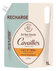 Cavaillès Gel Bagno e Doccia per Pelli Sensibili Latte e Miele Eco-Refill1 L