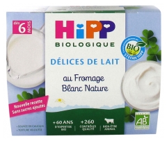 HiPP Delizie del Latte con Ricotta Naturale Zuccherata da 6 Mesi Biologica 4 Vasetti