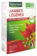 Naturland Jambes Légères Bio 20 Ampoules Buvables de 10 ml