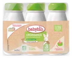 Babybio Croissance au Lait de Vache Français 3 de 10 Mois à 3 Ans Bio 6 Bouteilles de 25 cl