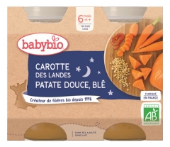 Babybio Landes Carota Patata Dolce, Grano 6 Mesi e + Bio 2 Vaschette da 200g