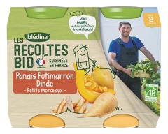 Blédina Les Récoltes Bio Panais Potimarron Dinde dès 8 Mois Bio 2 Pots