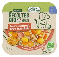 Blédina Les Récoltes Bio Carottes Butternut Patate Douce &amp; Poulet dès 12 Mois Bio 230 g