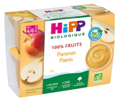 HiPP 100% Frutta Mele Pere da 4/6 Mesi Biologica 4 Vasetti