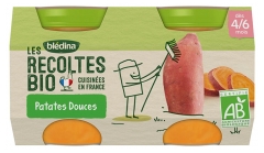 Blédina Les Récoltes Bio Patates Douces dès 4 à 6 Mois Bio 2 Pots