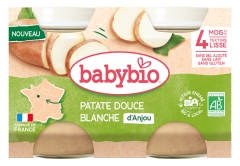 Babybio Patata Dolce Bianca 4 Mesi e + Bio 2 Vaschette da 130 g