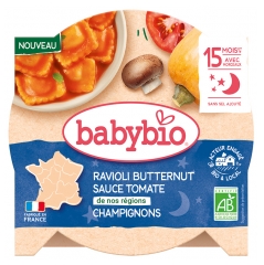 Babybio Ravioli s Bučo in Paradižnikovo Gobovo Omako 15 Mesecev in Več Bio 190 g