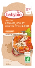 Babybio Gedünstetes Gemüse Huhn Quinoa 12 Monate und + Bio 2 Schalen à 200 g
