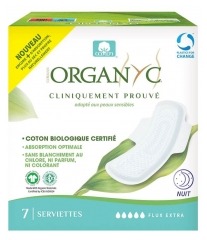 Organyc 7 Serviettes Hygiéniques Nuit Flux Extra