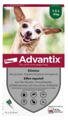 Advantix C&atilde;o Muito Pequeno At&eacute; 4 kg 4 Pipetas