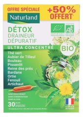 Naturland Détox Draineur Dépuratif Ultra Concentré Bio 20 Ampoules + 10 Offertes