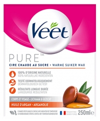 Veet Pure Cire Chaude au Sucre &amp; Huile d'Argan 250 ml