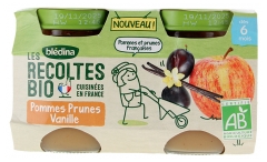 Blédina Les Récoltes Bio Pommes Prunes Vanille dès 6 Mois Bio 2 Pots