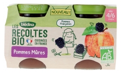 Blédina Les Récoltes Bio Pommes Mûres dès 4/6 Mois Bio 2 Pots