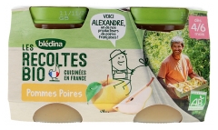 Blédina Les Récoltes Bio Pommes Poires dès 4/6 Mois Bio 2 Pots