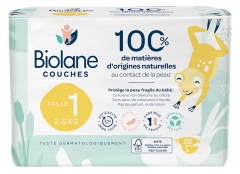 Biolane Natürliche Windeln 28 Windeln Größe 1 (2-5 Kg)