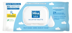 Mixa Bébé Lingettes au Lait de Toilette 80 Lingettes