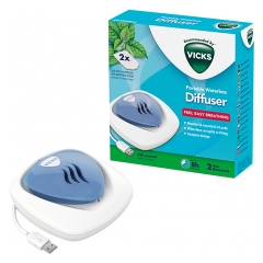 Vicks Wasserloser Tragbarer Diffusor + VapoPads 2 Nachfüllungen mit Menthol-Duft