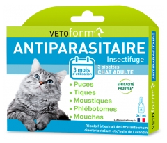 Vetoform Antiparasitario Repelente Gatos 3 Pipetas de 1 ml