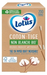 Lotus Bastoncillos de Algodón Ecológico Sin Blanquear 200 Bastoncillos