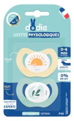 Dodie 2 Soothers Physiologiques Silicone 0-6 Mois N°P30