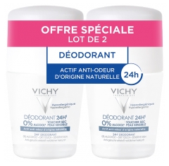 Vichy 24H Deodorants Sauss Pieskāriens Jutīgai Ādai Roll-On 2 x 50 ml Komplekts