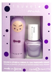 Inuwet Mini Set Regalo Balsamo Labbra 3,5 g Marshmallow + Smalto Profumato All'acqua 5 ml Mirtillo