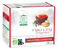Thés de la Pagode Hao Ling Gingembre Thé Pu-Erh Grand Cru Cholestérol Bio 30 Sachets
