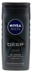 Gel de Duș 3&icirc;n1 Nivea Men Deep Clean pentru Față Corp și Păr cu Pudră de Argilă 250 ml