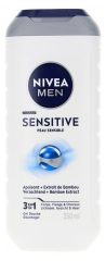 Nivea Men Sensitive 3-in-1 Gel Doccia per Corpo, Viso e Capelli 250 ml