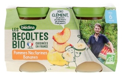 Blédina Les Récoltes Bio Pommes Nectarines Bananes dès 6 Mois Bio 2 Pots