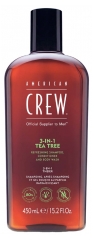 American Crew 3-En-1 Arbre à Thé, Shampooing, Après Shampooing & Gel Douche pour Cheveux et Corps (450ml), Revitalisant et hydratant.