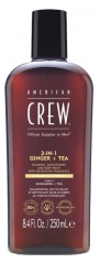 American Crew 3-En-1 GingembreThé, Shampooing, Après Shampooing & Gel Douche pour Cheveux et Corps (250ml), Revitalisant et hydratant.