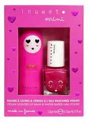 Inuwet Mini Coffret Baume à Lèvres 3,5 g Cerise + Vernis Parfumé à l'Eau 5 ml Fraise