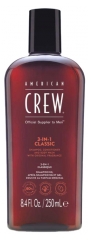 American Crew 3-En-1 Shampooing, Après Shampooing & Gel Douche pour Cheveux et Corps, Revitalisant, Hydratant et Apaisant 250ml