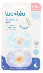 Luc et Léa Essentiel Nuit 2 Soothers Anatomiques Collerette Confort + 6-18 Mois