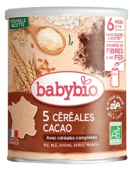 Babybio 5 Céréales Cacao avec Céréales Complètes 6 Mois et + Bio 220 g